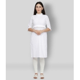 NUEVOSDAMAS - White Cotton Blend Womens Straight Kurti - L