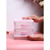 Double Layer Table Drawer Organizer, Pink, Plastic