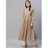 miravan - Beige Cotton Women''s Anarkali Kurti ( Pack of 1 ) - None