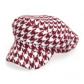 Chokore Retro Houndstooth Pattern Beret Cap (Red)