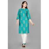 Smien - Turquoise Straight Rayon Women's Stitched Salwar Suit ( Pack of 1 ) - None