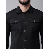 Rodamo Men Black Denim Cotton Jacket with Patchwork