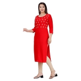 HIGHLIGHT FASHION EXPORT - Red Rayon Womens Straight Kurti - XXL