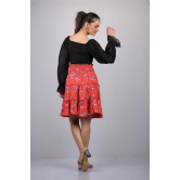 Skirt for women western wear stylish printed skirts Pink Color With White Polka Dot Skirt (OTLKT1010)-Red / M