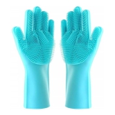 Washing Silicon Hand Gloves 2 pcs with Scrubber for Kitchen Cleaning