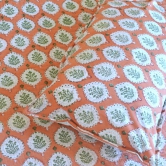 Bahaar Quilted Block Printed Bedcover-Orange