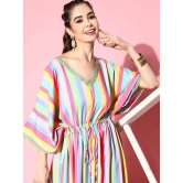 Women Striped Flared Sleeves Crepe Kaftan Kurta