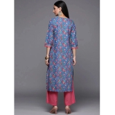 Varanga Cotton Printed Straight Womens Kurti - Blue ( Pack of 1 ) - None