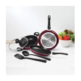 Milton Pro Cook Kitchen Jewel Set of 5 (Fry pan 24 cm/1.6 Litres; Kadhai 24 cm/2.5 Litres with glass lid; Tawa 25 cm; Nylon Laddle and Spatula), Peach | Induction | Dishwasher | Hot Plate | 