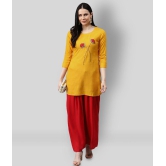 JC4U - Yellow Rayon Womens Straight Kurti - M