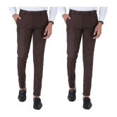 SREY Coffee Slim -Fit Flat Trousers Pack of 2 - None