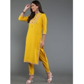 Antaran Viscose Embroidered Kurti With Pants Womens Stitched Salwar Suit - Yellow ( Pack of 1 ) - None