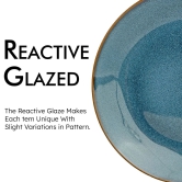 Reactive Handpainted Premium Ceramic 4 Small Plates | Quarter Plates | Stoneware | Microwave and Dishwasher Safe | Pack of 4 | Greenish Blue