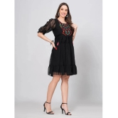 JC4U Crepe Embroidered Knee Length Womens Fit & Flare Dress - Black ( Pack of 1 ) - None