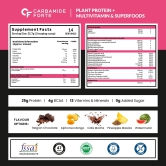 Carbamide Forte Vegan Protein Powder - Plant Based Pea Protein Powder with Multivitamin, Minerals, Superfoods, Digestive Enzymes - Bubble Gum Flavour - 500g