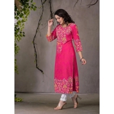 Juniper Rayon Embroidered Straight Womens Kurti - PINK ( Pack of 1 ) - None