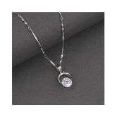 SILVER SHINE  Silver Plated Delicated Stylish Chain Solitaire Diamond Pendant For Women - Silver