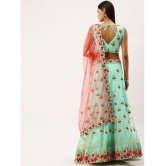 Om Shantam Sarees Green,Pink Net Chaniya Choli Semi Stitched Lehenga Single - Free Size