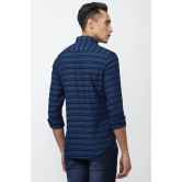 Men Navy Super Slim Fit Stripe Full Sleeves Casual Shirt