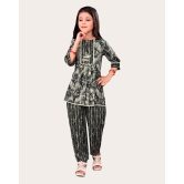 Girls Casual Kurta and Trouser Set-Black / 5 - 6 Years