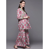 Women Pink Ethnic Motifs Velvet Kurta with Sharara