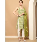 Green printedKurta with pallazos dupatta set-XXL / Green