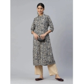 Vbuyz - Blue Cotton Womens Front Slit Kurti ( Pack of 1 ) - None