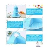 Cake Decor™ 3 Tier Small Polka Dots Printed Round Cardboard Cupcake Stand-SKY BLUE