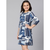 Oxolloxo Girls Blue Crepe A-Line Dress