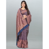 Om Shantam Sarees - Navy Blue Banarasi Silk Saree With Blouse Piece ( Pack of 1 ) - Navy Blue