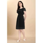 JASH CREATION Georgette Solid Above Knee Womens Fit & Flare Dress - Black ( Pack of 1 ) - None