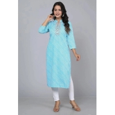 HIGHLIGHT FASHION EXPORT - Light Blue Cotton Blend Womens Straight Kurti ( Pack of 1 ) - None