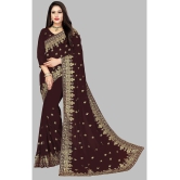 Om Shantam Sarees - Coffee Georgette Saree With Blouse Piece ( Pack of 1 ) - Coffee