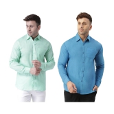 KLOSET By RIAG 100% Cotton Regular Fit Solids Full Sleeves Men's Casual Shirt - Blue ( Pack of 2 ) - None