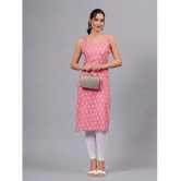 HIGHLIGHT FASHION EXPORT Rayon Printed Straight Womens Kurti - Pink ( Pack of 1 ) - None