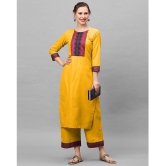 Estela - Yellow Straight Cotton Women's Stitched Salwar Suit ( Pack of 1 ) - None