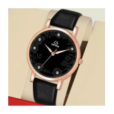 Septem Black Leather Analog Mens Watch