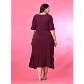 PrettyPlus by Desinoor.com Polyester Self Design Midi Womens A-line Dress - Wine ( Pack of 1 ) - None