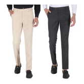 Playerz - Multicolor Polycotton Slim - Fit Mens Formal Pants ( Pack of 2 ) - None