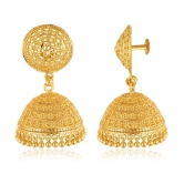 VIVASTRI Golden Jhumki Earrings ( Pack of 1 ) - Golden