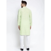 Jompers Mens Dark-Green Embroidered Kurta Only-M / Green