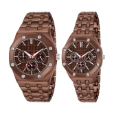 acnos Brown Stainless Steel Analog Couples Watch