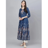 Divena - Indigo Rayon Womens Anarkali Kurti ( Pack of 1 ) - None