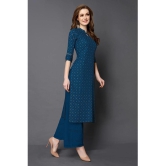 Estela - Teal Rayon Womens Straight Kurti ( Pack of 1 ) - None