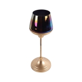 Black Glass Candle Holder and Planter with Stand set of 2-Gold