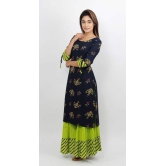 Women's Rayon Hand Work Straight Kurta and Sharara Set/Ethnic wear/Tradtional Wear/Kurti Botton Set/Kurti Sharara Set (Black)(Monika Fashion)