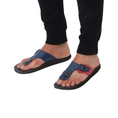 UrbanMark Men Comfortable T-Shape With Side Buckle Thong Flip-Flop - Navy - None