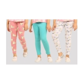 Ariel - Orange Cotton Girls Leggings ( Pack of 3 ) - None