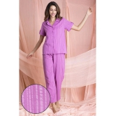 Clovia Cotton Nightsuit Sets - Purple Pack of 2 - L