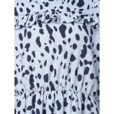 Oxolloxo Blue Animal Satin Shirt Dress